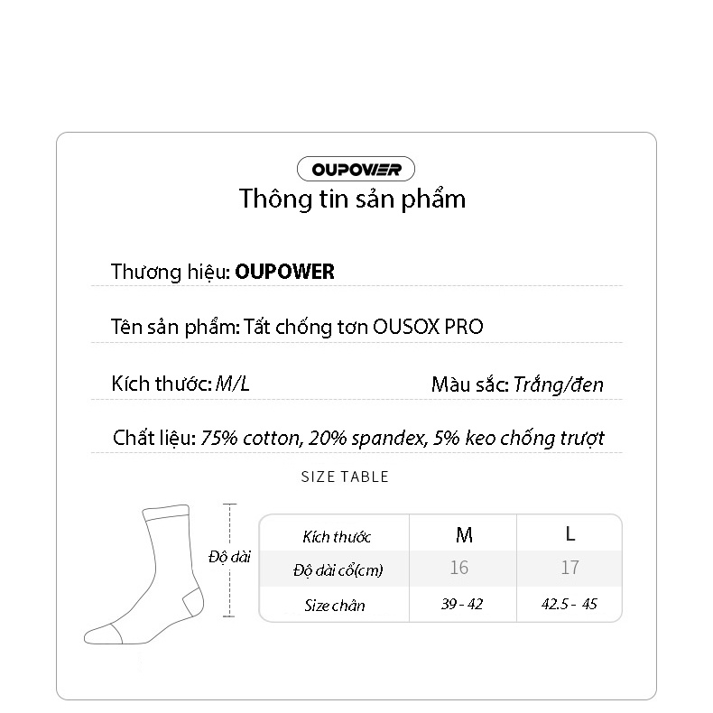 Tất bóng đá chống trơn OUPOWER - OUSOX PRO thoải mái, thấm hút mồ hôi tốt, ít bai nhão