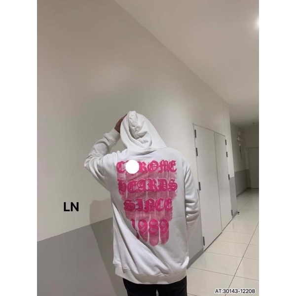 Áo nỉ mũ chữ hồng chảy 1989 mũ 2 lớp TH6