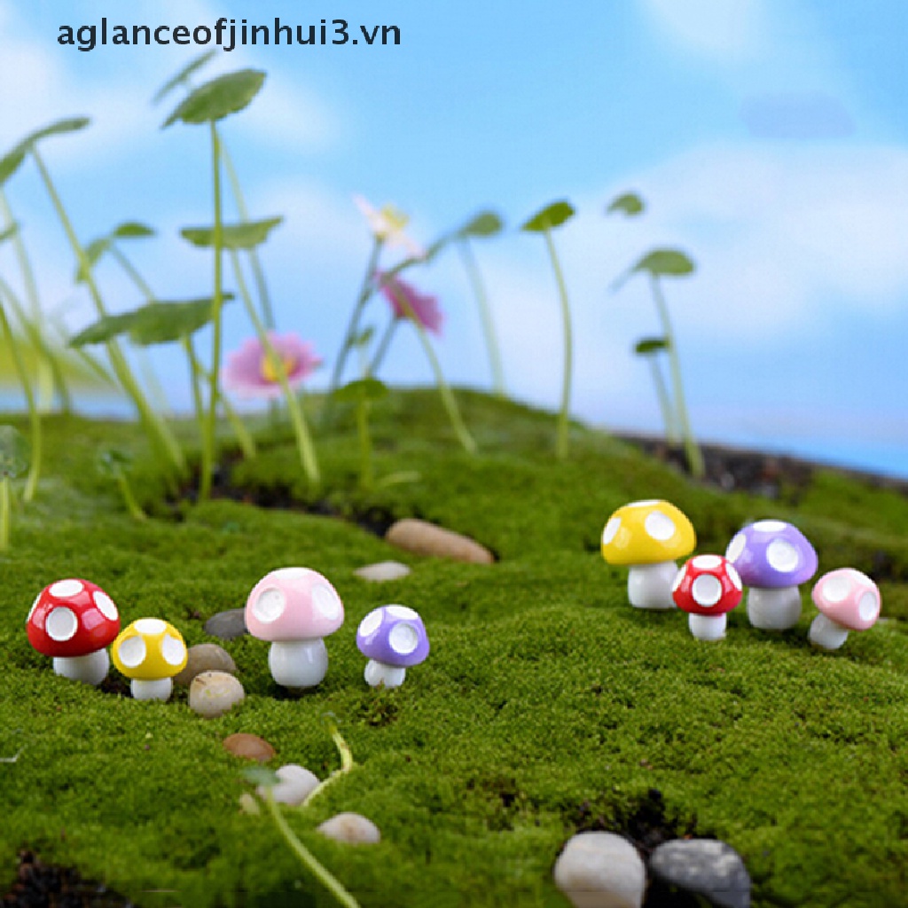 Set 10 / 20 Cây Nấm Mini Dễ Thương Trang Trí Sân Vườn / Nhà Búp Bê