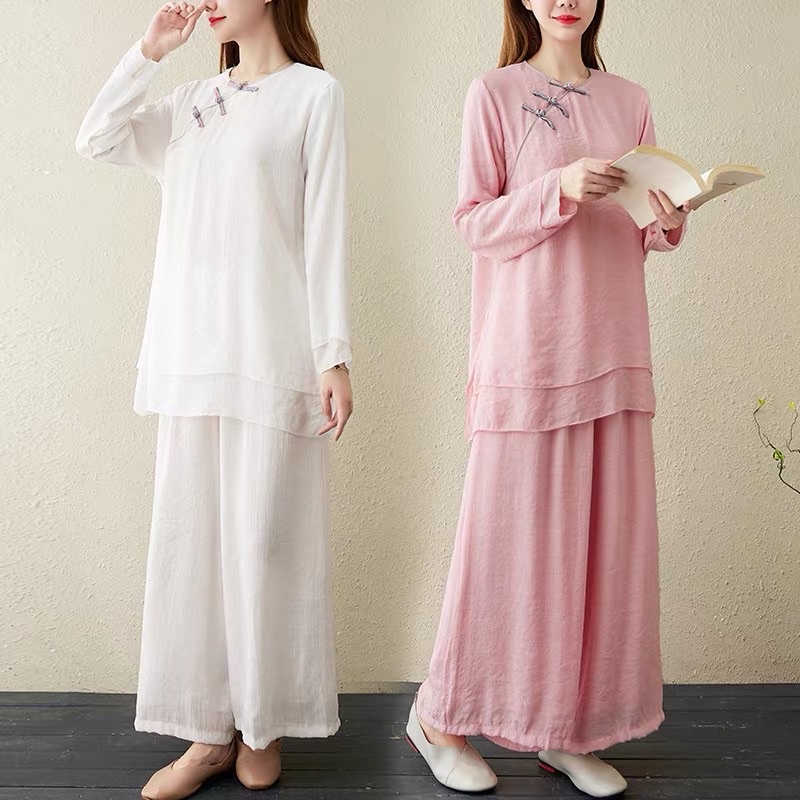 Bộ set cổ trang pháp phục kiểu trung hoa trung quốc hán phục đi lễ chùa ngồi thiền