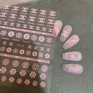 Sticker 3d màu hồng thương hiệu dán móng tay nail