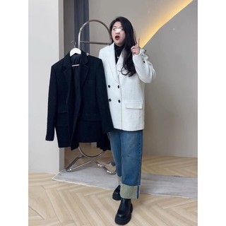 [Bigsize 55 - 100kg] Áo dạ Blazer dạ tweed thanh lịch dáng dài