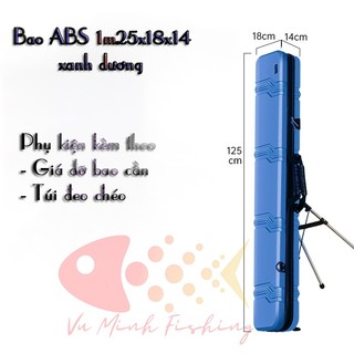 TÚI ĐỰNG CẦN CÂU 2 ngăn 1m25 dạng cứng chuyên bao đựng cần câu tay phụ kiện câu đài