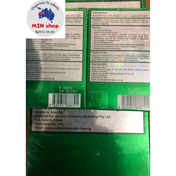 Dầu gió xanh Úc Eagle Brand 24ml