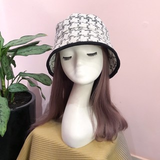 Mũ nón bucket vải tweed ô vuông lissu