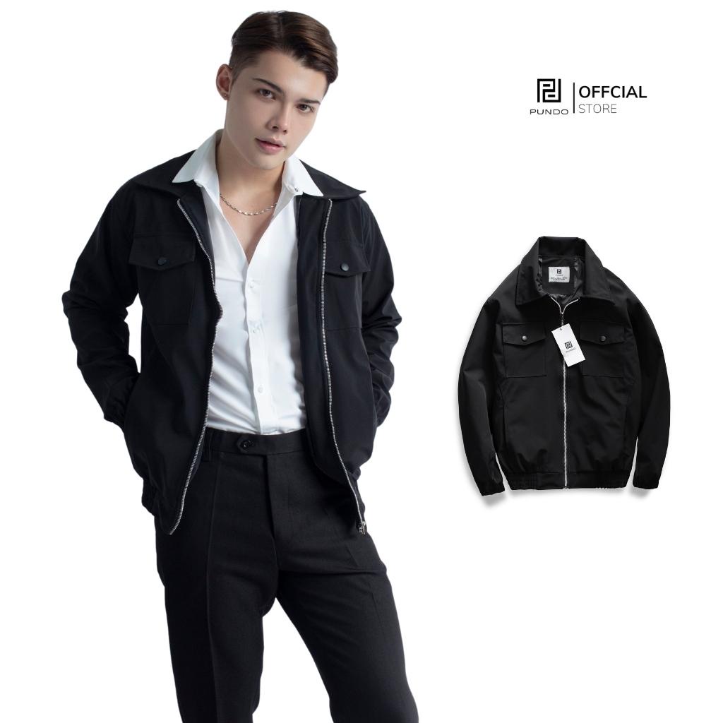 Áo khoác bomber đen dù nam bo chun có túi trong cao cấp,chống thấm tốt, form Hàn PUNDO AKPD23