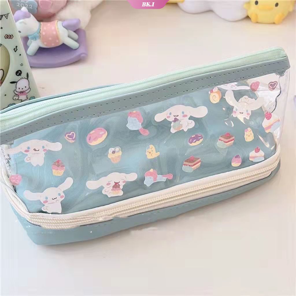 SANRIO Bóp Viết Hai Lớp Trong Suốt Có Khóa Kéo Họa Tiết Kuromi Cinnamoroll My Melody Dễ Thương