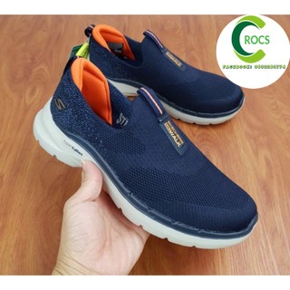 Giày thể thao skechers, giày leo núi skechers, giày chạy bộ skechers gowalk 6 gót muối tiêu cho nam màu navy