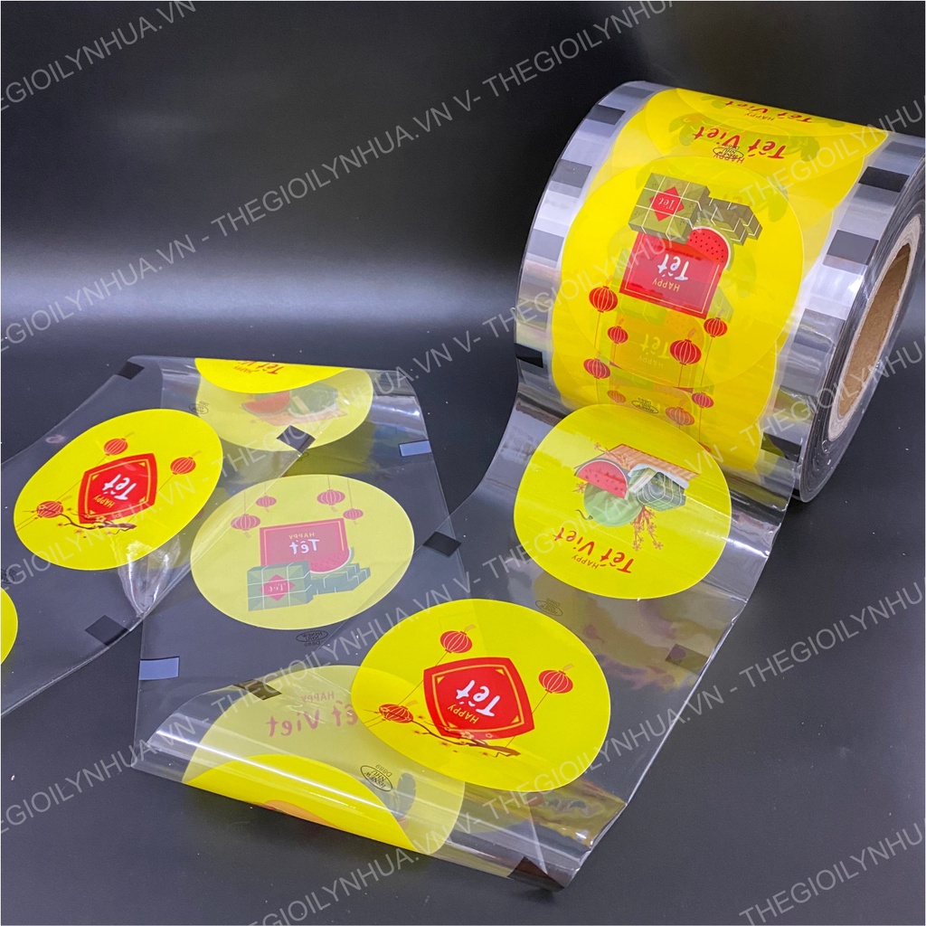 Màng dập cốc, cuộn dập nắp cốc trà sữa, màng ép ly nhựa in mẫu Tết 2400 logo mẫu 02