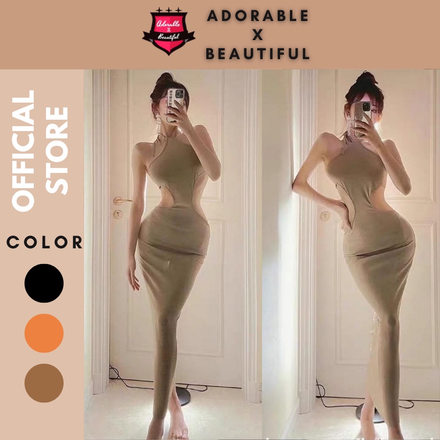 Đầm Body Cut Out Cổ Yếm Co Giãn Phong Cách Sexy Quyến Rũ [AdorablexBeautiful]