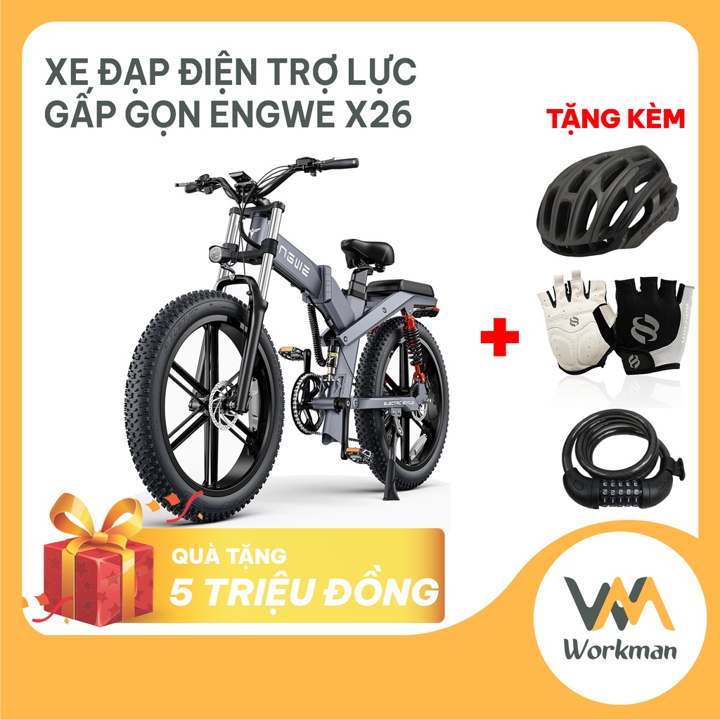 Xe Đạp Điện Trợ Lực ENGWE X26 - Tốc Độ Tối Đa 50km/h - 3 Hệ Thống Giảm Xóc - Chinh Phục Mọi Địa Hình
