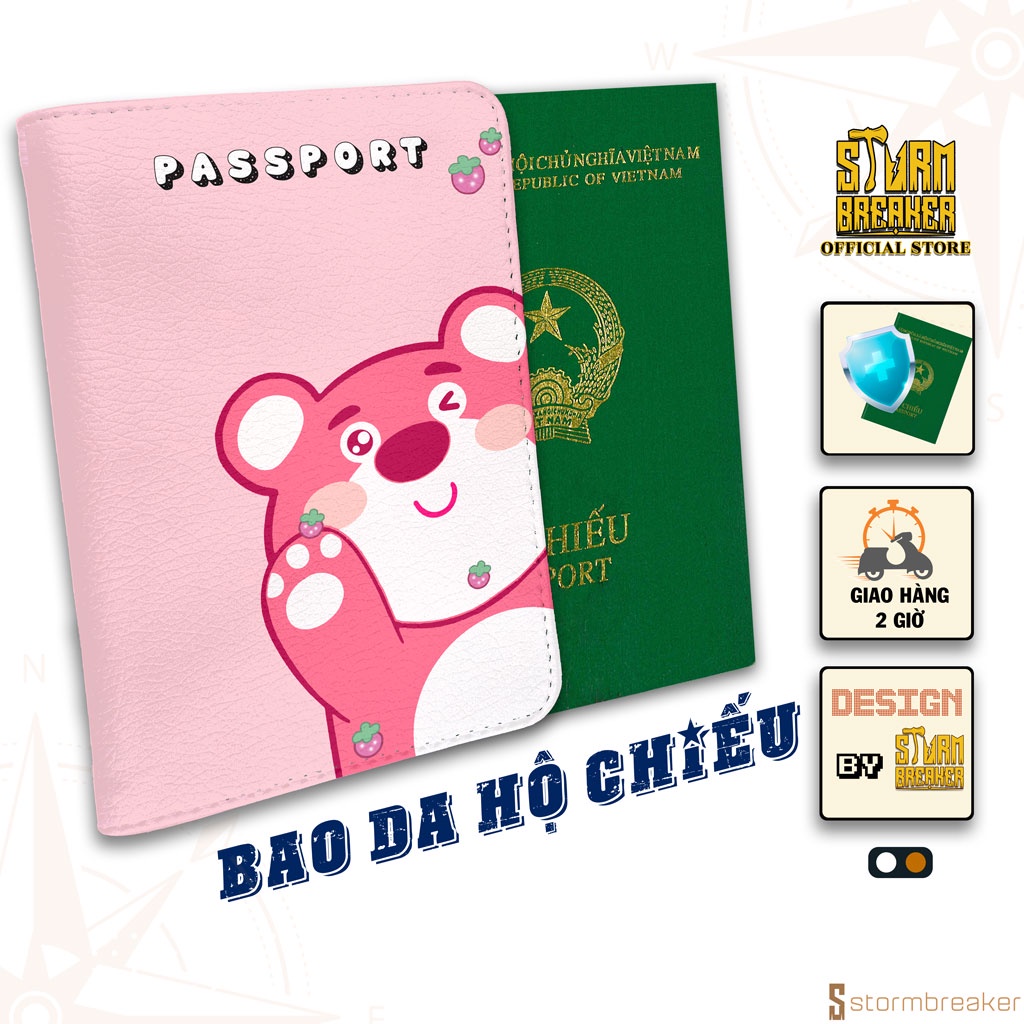 Bao Da Hộ Chiếu - Ví Đựng Passport Du Lịch ( in tên cá nhân ) Gấu Dâu - Disney Tsum Tsum - Lotso - PPT213 STORMBREAKER
