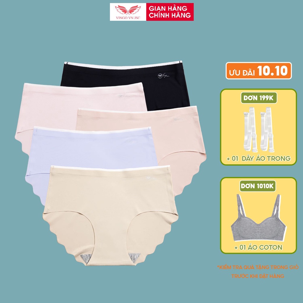 Combo 5 quần lót nữ su cạp cao gen bụng VINGO viền sóng không hằn đáy 2 lớp cotton kháng khuẩn hàng Việt Nam CB39 VNGO