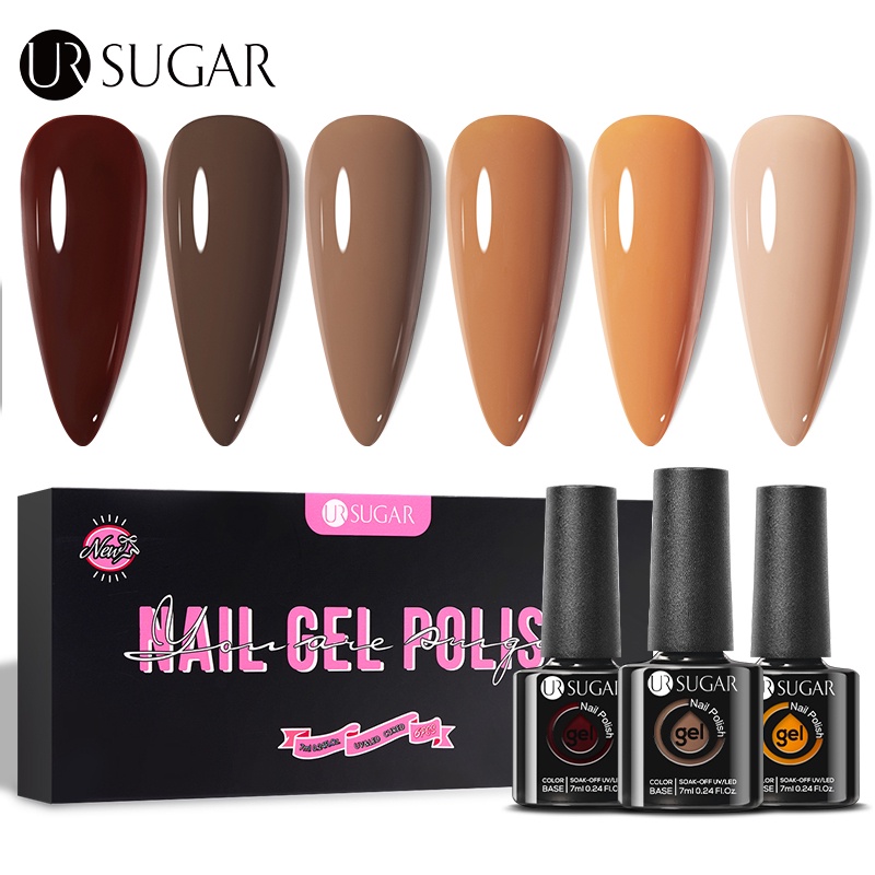 Set 6 sơn móng tay UR SUGAR màu sắc lấp lánh khác nhau tùy chọn thời trang mùa thu 7ml