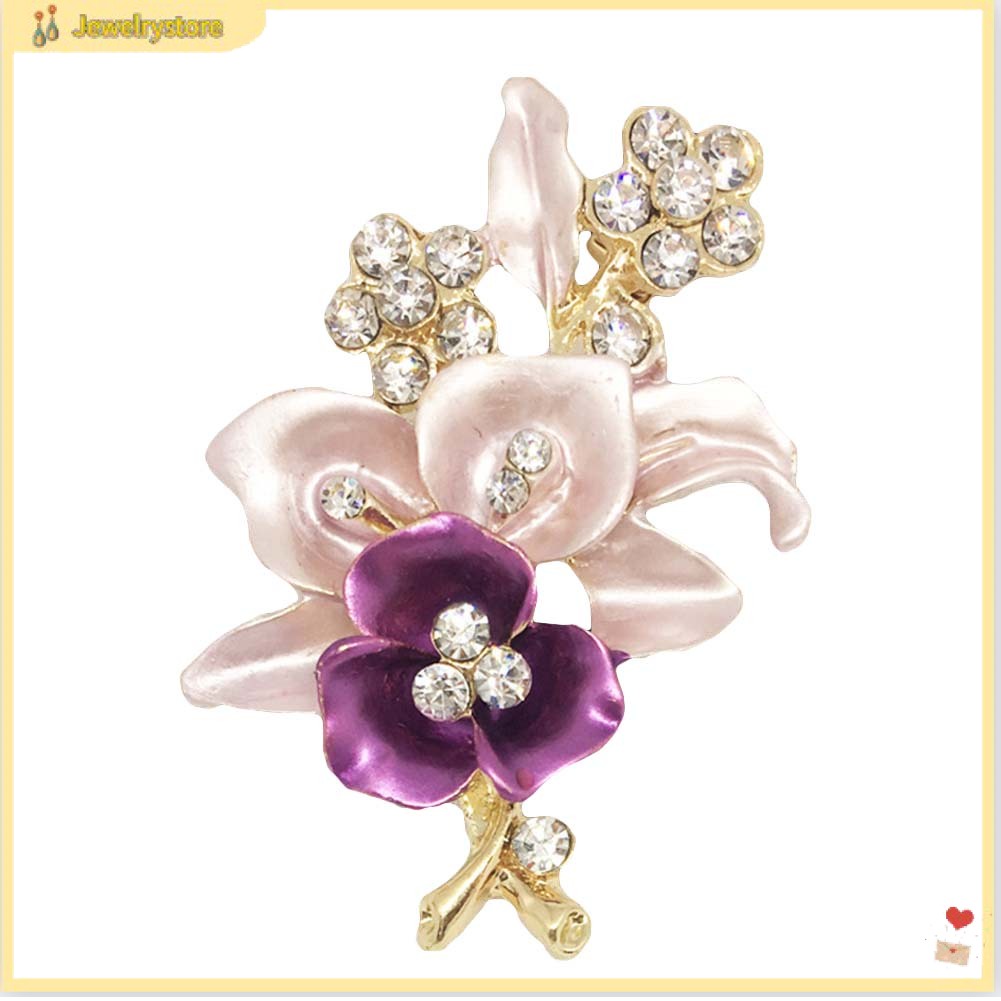Ghim cài áo hình hoa đính kim cương giả thời trang dành cho nữ