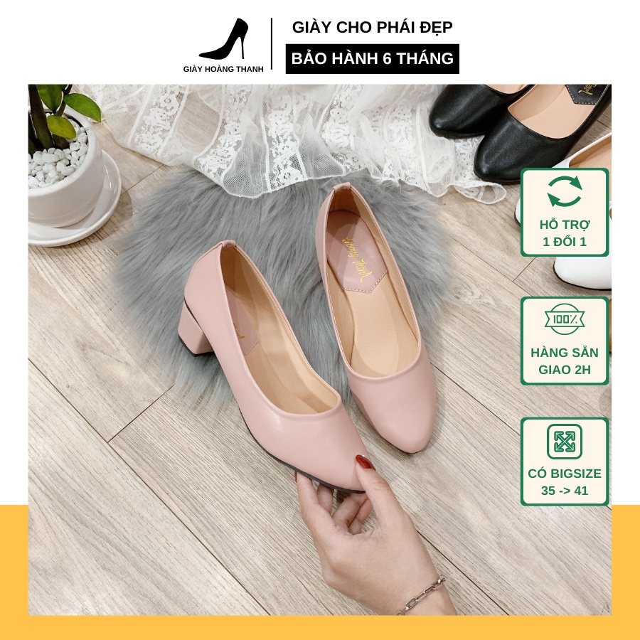 Giày Cao Gót Mũi Nhọn 3cm Da Mềm Đi Nước Được. Giày Búp Bê Nữ Hàn Quốc Bigsize Hoàng Thanh G2