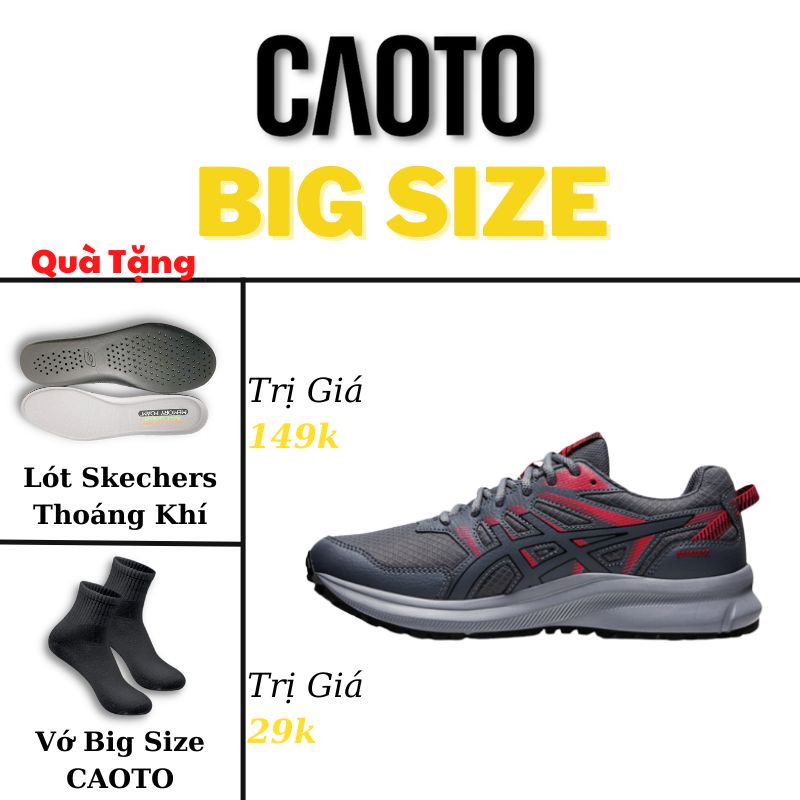 Đế Êm Chạy Bộ Màu Xám Đỏ Big Size - Giày Thể Thao Nam Size Lớn 45 46 47 48