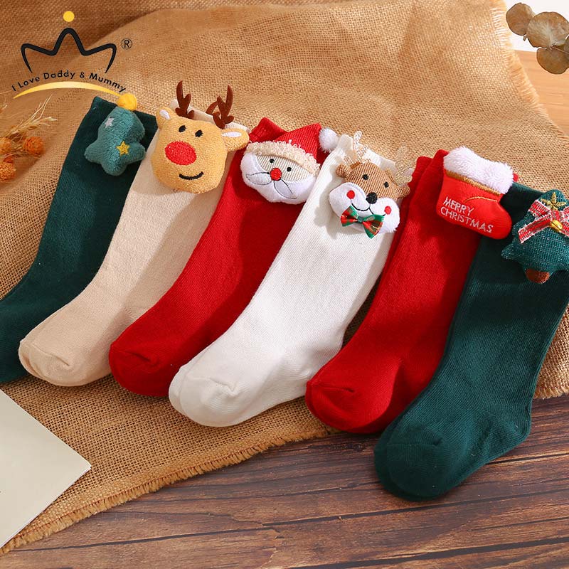 Vớ Em Bé In Hình Ông Già Noel Tuần Lộc Giáng Sinh 3D Dễ Thương