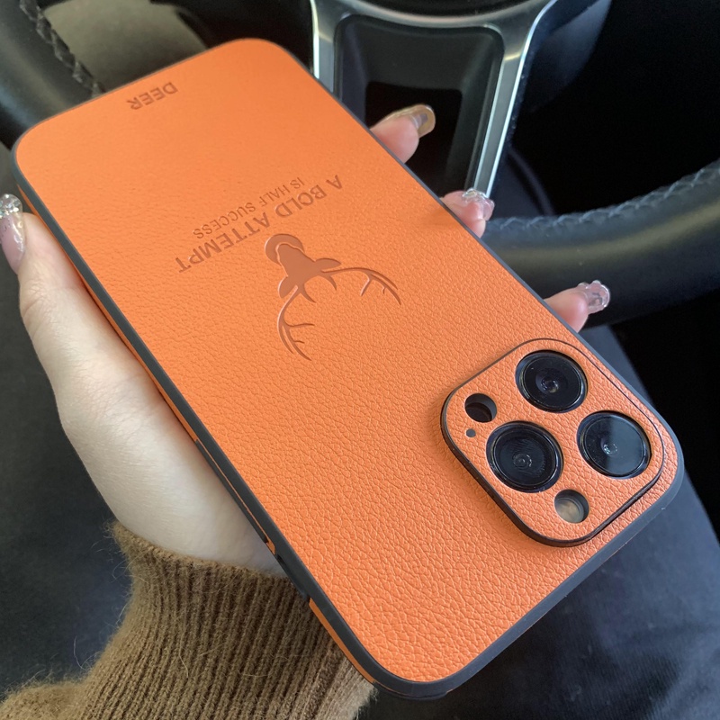 Ready Stock Vintage Deer Head Leather Phone Case Camera Protection Compatible For iPhone 14 13 12 11 Pro Max
