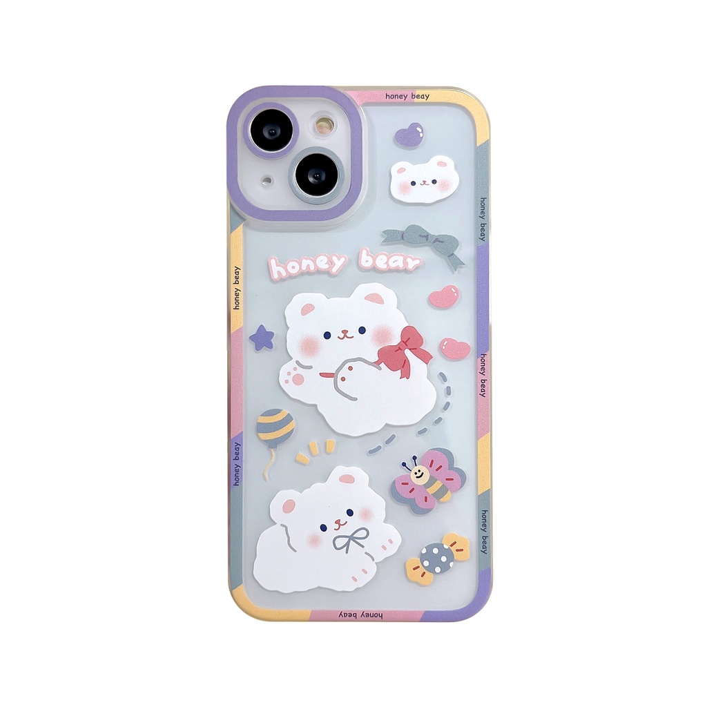 Cute Soft Casing Huawei Nova 8 8i 7i 3i 7 SE 5T 4E Y9 Prime 2019 Y9S Y7A Mate 30 40 P20 P30 P40 P50 Pro Lite Angel Eyes Fine Hole Full Lens Protection Bear Rabbit Clear Cartoon Soft Phone Case Back Cover STD 28