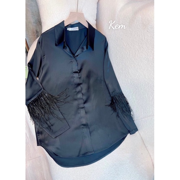 Áo sơ mi lụa tay lông