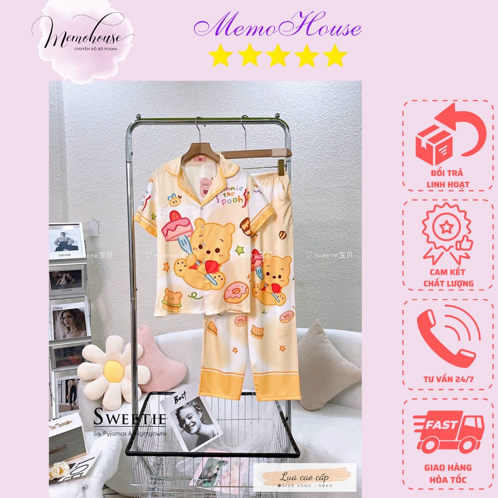 Đồ Mặc Nhà Pijama Tơ Lụa TNQD Freesize - HÀNG THIẾT KẾ CAO CẤP BOO