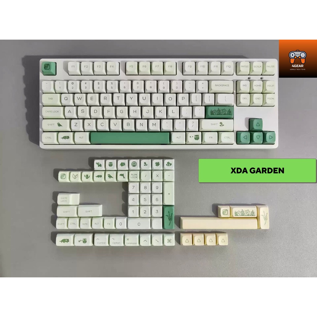 Keycap PBT Matcha Garden XDA in dyesub 142 nút cho bàn phím cơ layout 108/104/98/87/84/75/68/64/61