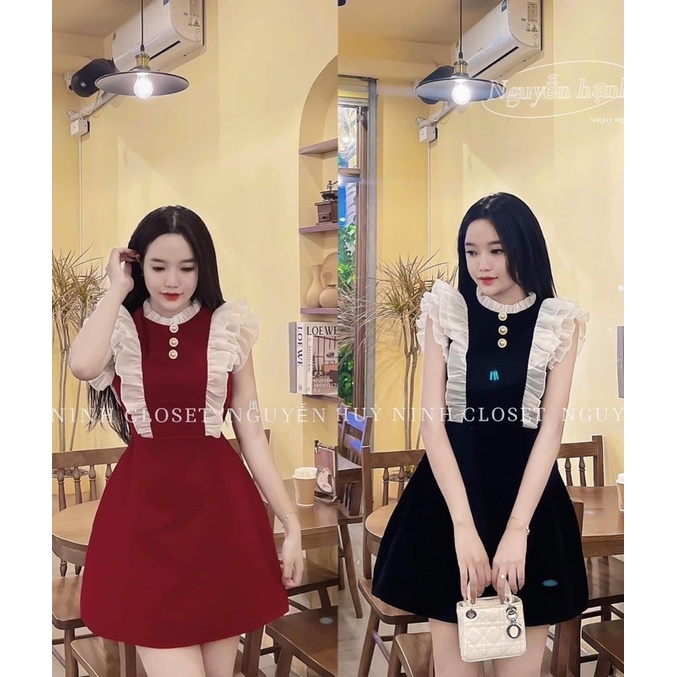đầm nhung phối voan bèo tay tiên