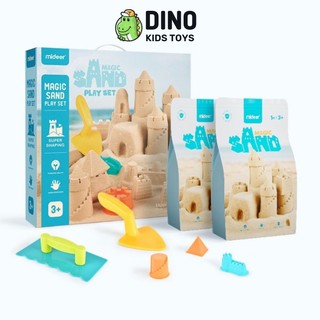 Bộ đồ chơi cát động lực cho bé kèm khuôn và phao chơi chính hãng mideer magic sand play set kinetic sand - dino toys