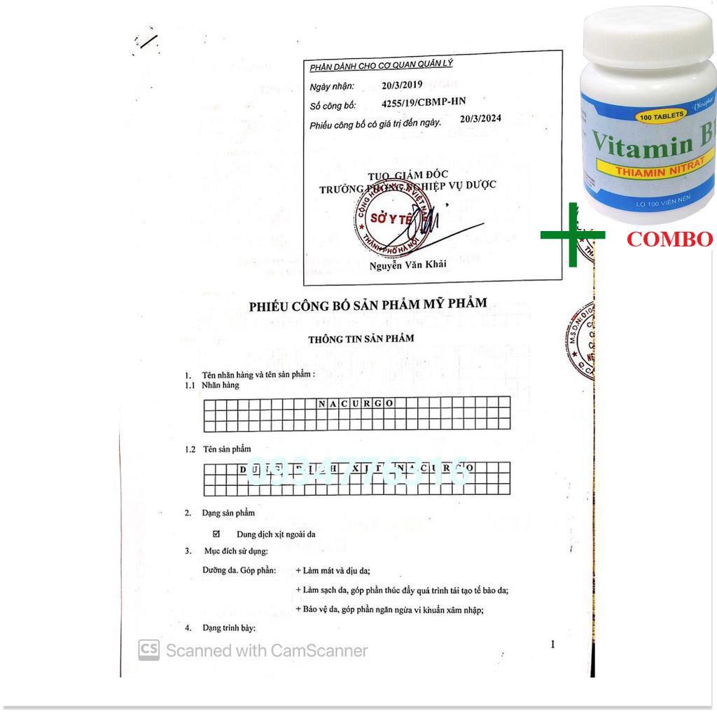 Combo Vitamin B1 chai 100 viên+ ✅ Nacurgo màng sinh học băng vết thương, tránh nhiễm trùng