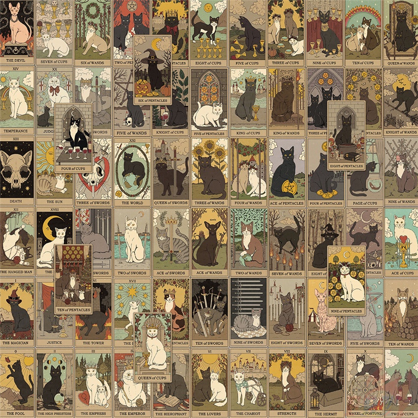 70 Cái / Bộ ❉ Bài Tarot Định Mệnh Retro. Hình Dán Mèo Ma Thuật Series 01 ❉ Miếng Dán Decal Chống Thấm Nước Thời Trang