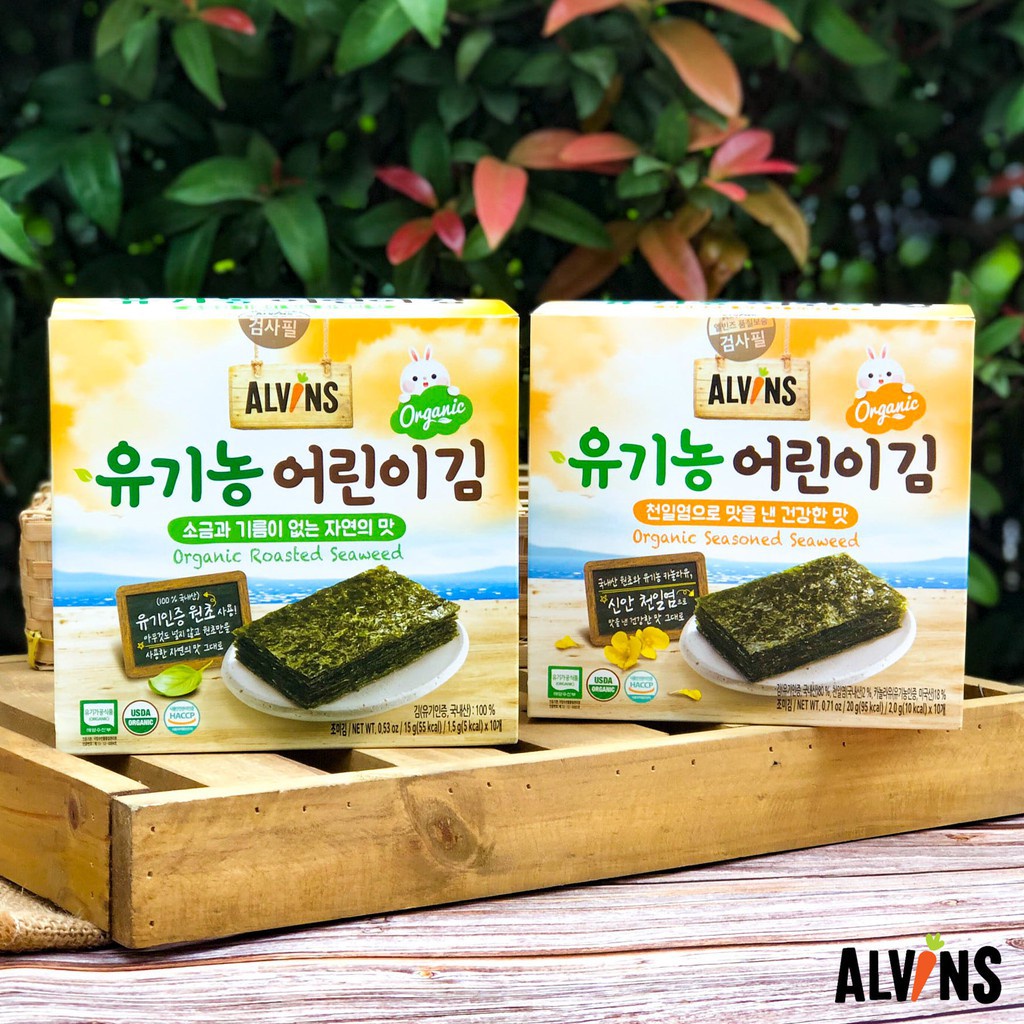 Rong biển hữu cơ tách muối cho bé Alvins (1.5g x10)