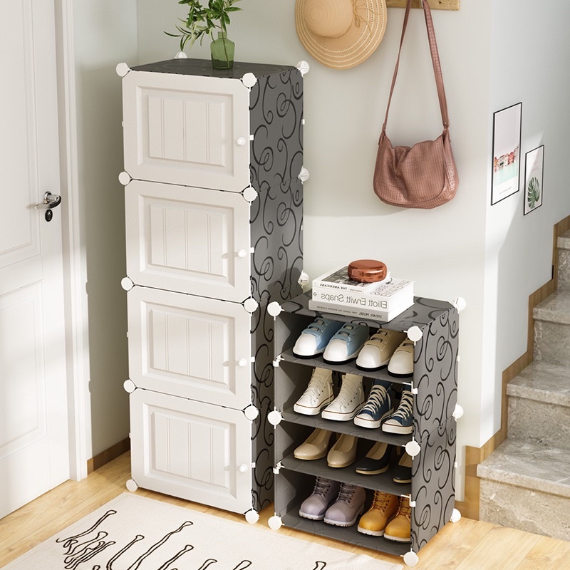 Kệ tủ đựng giày dép nhựa lắp ghép 8 ngăn cửa đúc 3D đa năng siêu bền, chắc chắn, tiện dụng