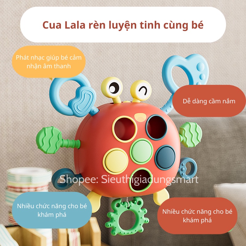 Đồ chơi con cua Lala âm nhạc xếp hình từ 0 đến 1 tuổi giáo dục sớm, vận động tinh cho bé từ 6 tháng