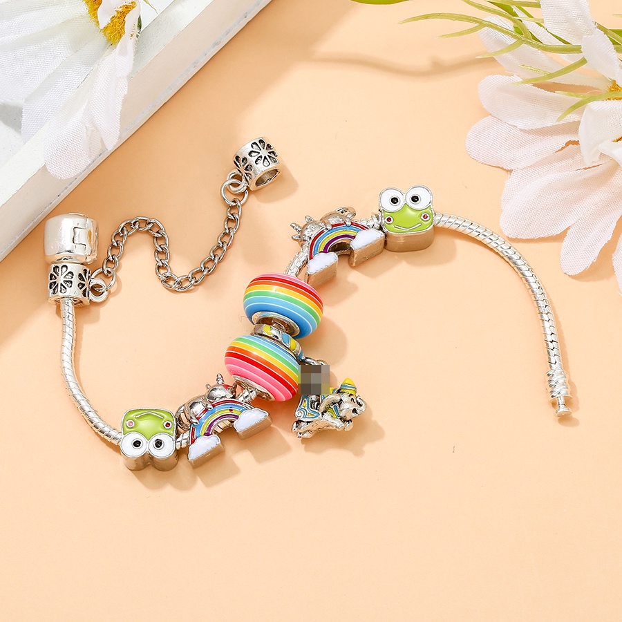 Vòng Tay Hạt Xỏ Màu Cầu Vồng Hình Kỳ Lân / Ếch Xanh DIY Dành Cho Bé Trai Và Bé Gái