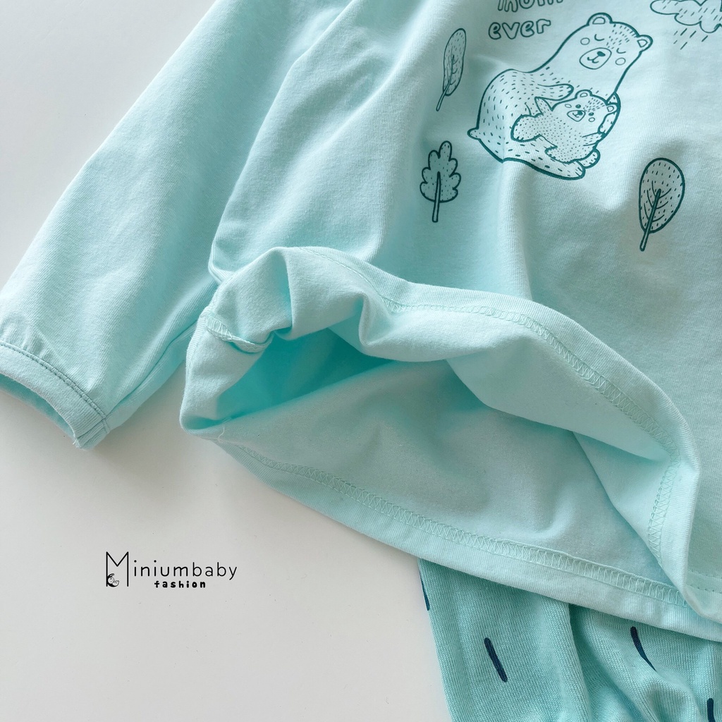 Bộ bé gái thu đông dài tay vải cotton mềm mại cho bé, bộ thun bé gái hoạ tiết dễ thương vải đẹp