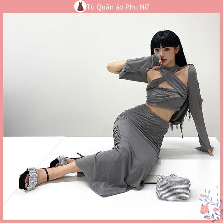 Đầm Váy Chân Váy Dài Váy Đi Biển Bộ Áo Hoodie + Chân Váy Dài + Khăn Choàng Thiết Kế Phong Cách Nữ Thần Hy Lạp Retro Mỹ