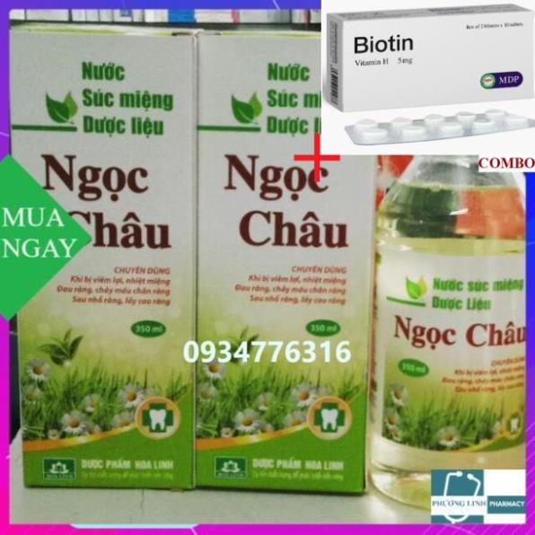 Combo Biotin 5mg+ Nước Súc Miệng Ngọc Châu Chai 350ml