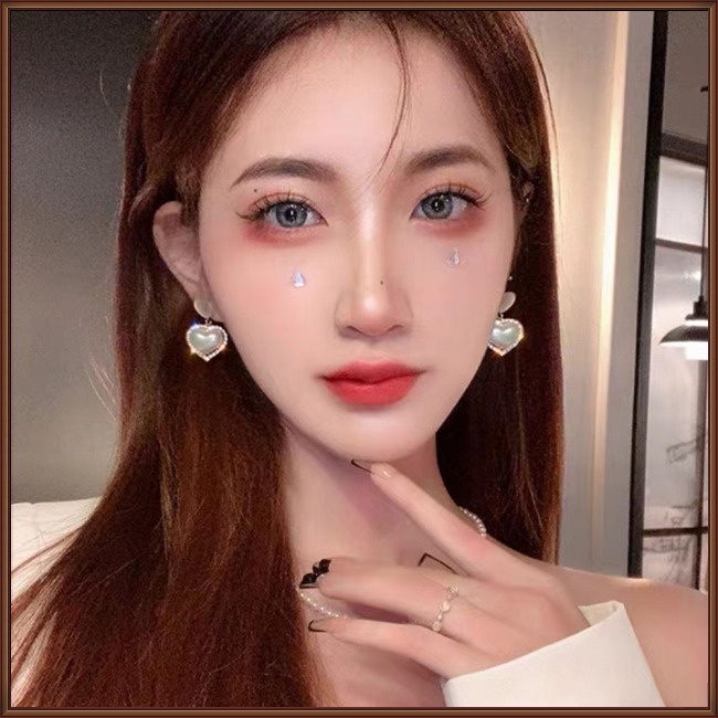 Khuyên Tai Hình Trái Tim Đính Đá Opal Sang Trọng Cho Nữ