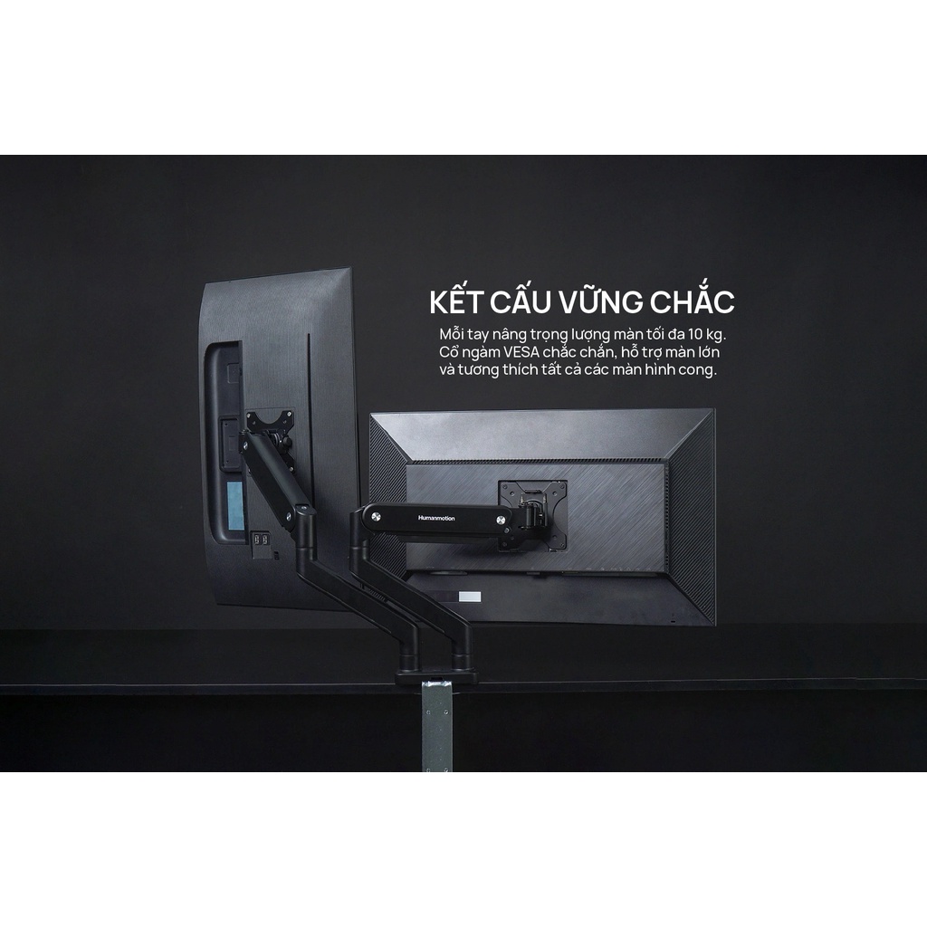 Giá Đỡ ARM 2 Màn Hình Human Motion M8  Màu Đen