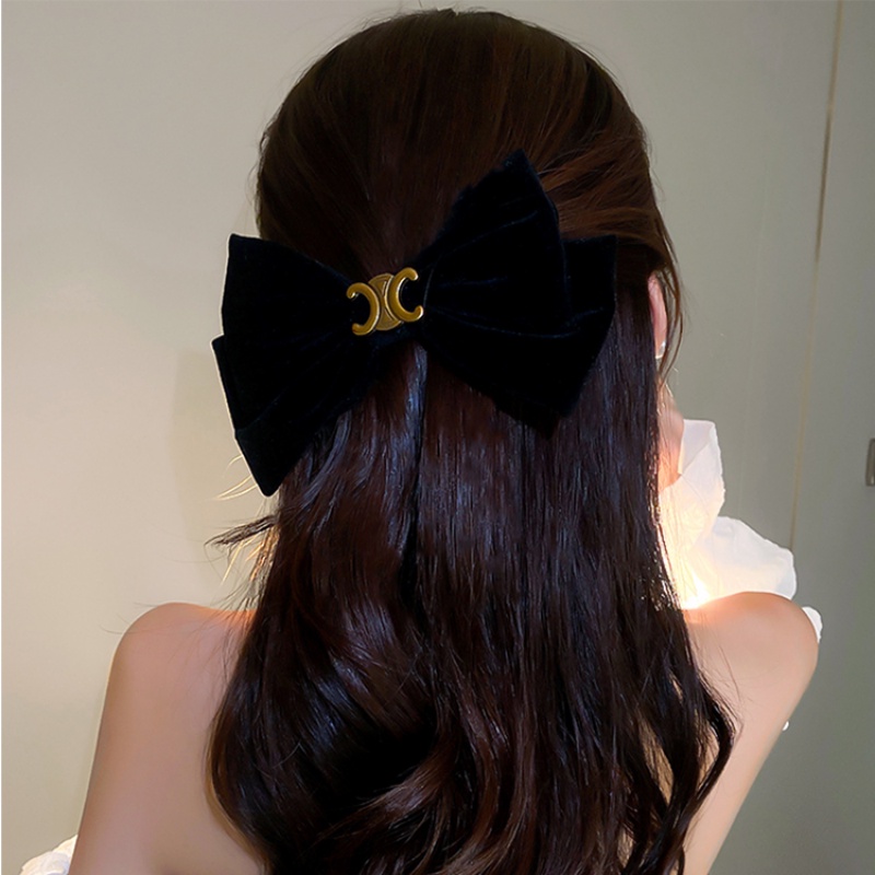 Kẹp Tóc Hình Nơ Màu Đen Phong Cách Hàn Quốc Thời Trang Mùa Xuân 2022