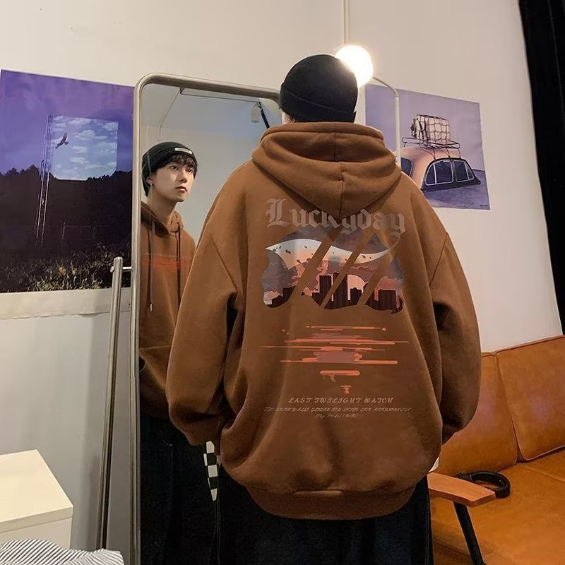 Aokang Áo Hoodie Vải Nỉ Dày Dặn Phong Cách retro Mỹ Cho Nam