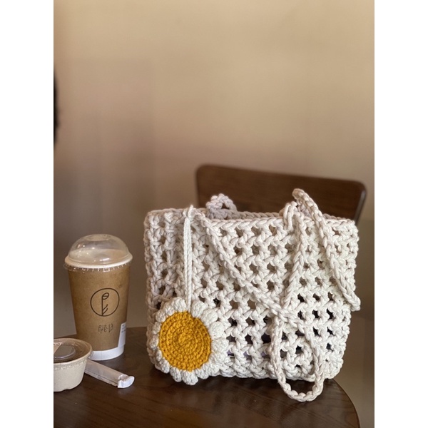 Túi lưới basic handmade - Shoppingbag ♥️ tặng kèm charm hoa cúc