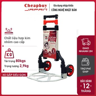 Xe đẩy hàng gấp gọn 2 bánh chở hàng 80kg FUJIHOME HT-280, xe kéo hàng gấp gọn mini nhẹ siêu thị đa năng CN Nhật bản
