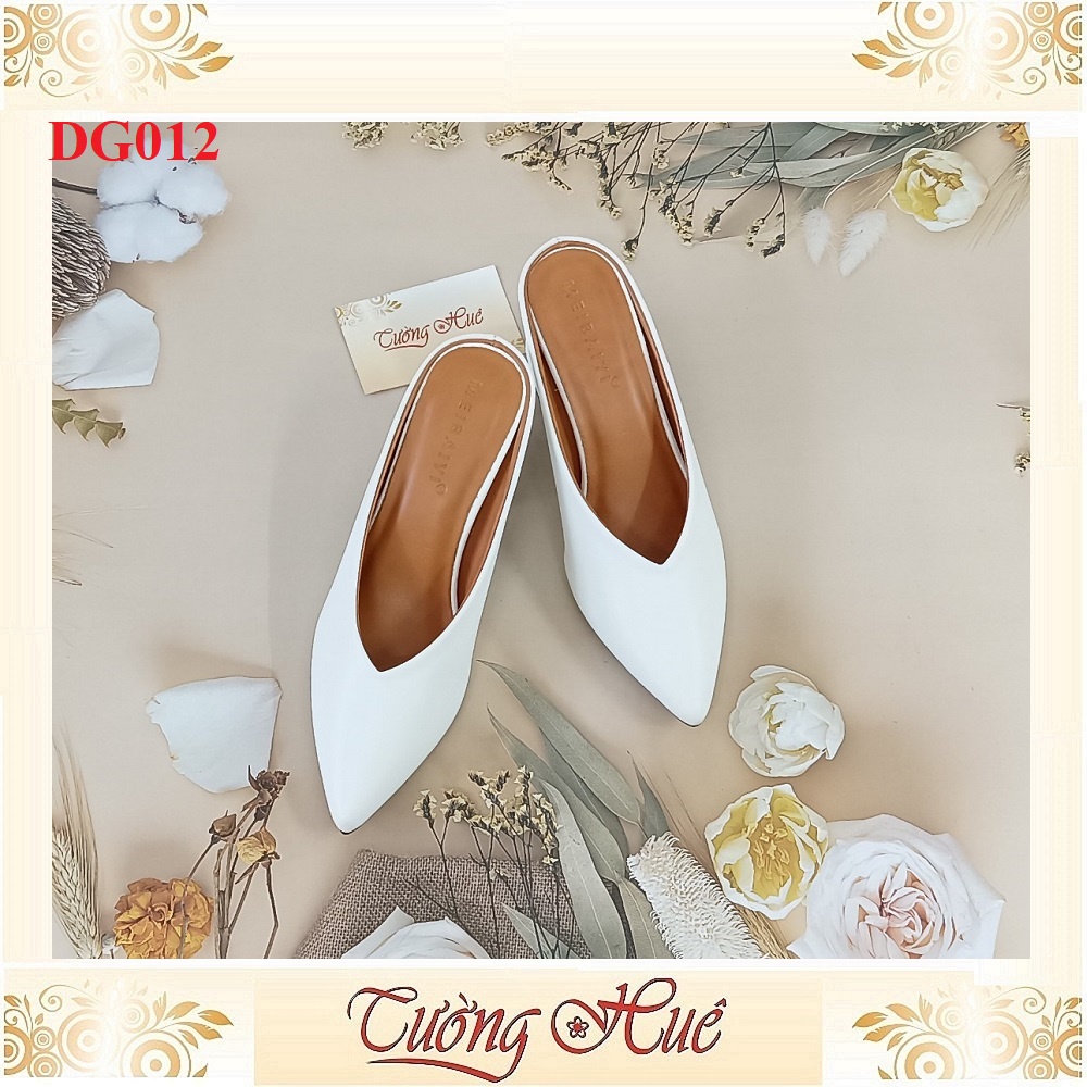 Dép Sục Trơn Mũi Nhọn Gót Vuông Cao 6CM - DG012