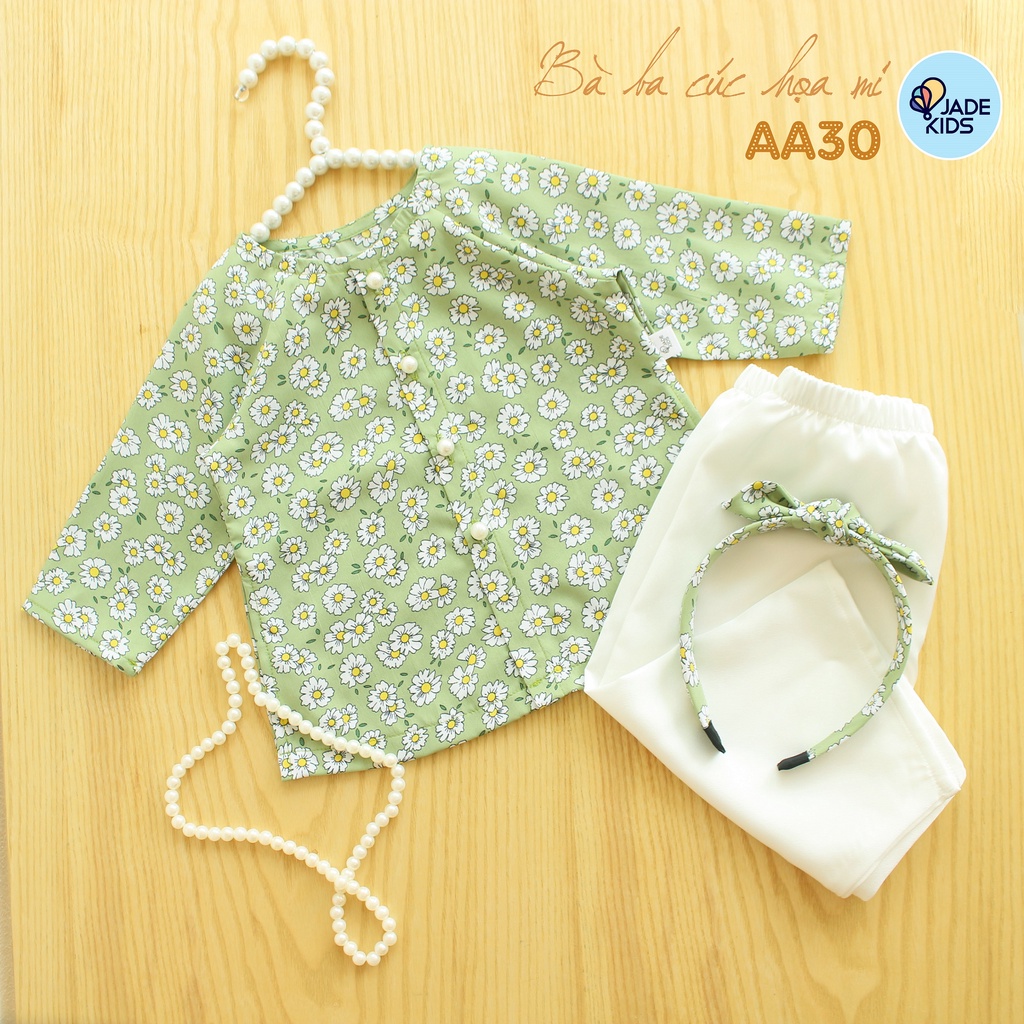 Bộ quần áo bà ba dài tặng kèm bờm JADEKIDS set hoa nhí chất vải lụa nhật, Vải không bai không xù,nhẹ xinh xắn cho bé.