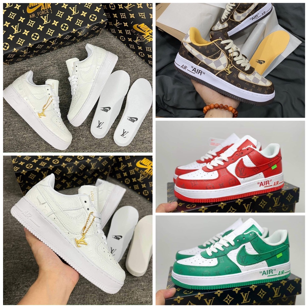 Giày Nike_AF1 LV Đủ Mẫu, Giày Air Force 1 in luis vutton Trắng, Xanh, Đỏ, Nâu Thể Thao Thời Trang Hàng Đẹp Full Box