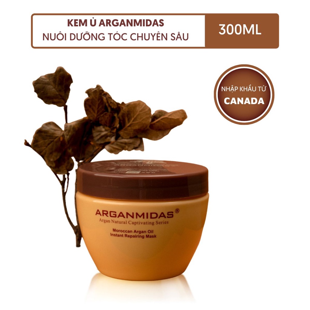 Combo gội xả Phục hồi tóc hư tổn Arganmidas Moroccan Argan (450ml/chai) và Kem ủ tóc phục hồi hư tổn Arganmidas (300ml)