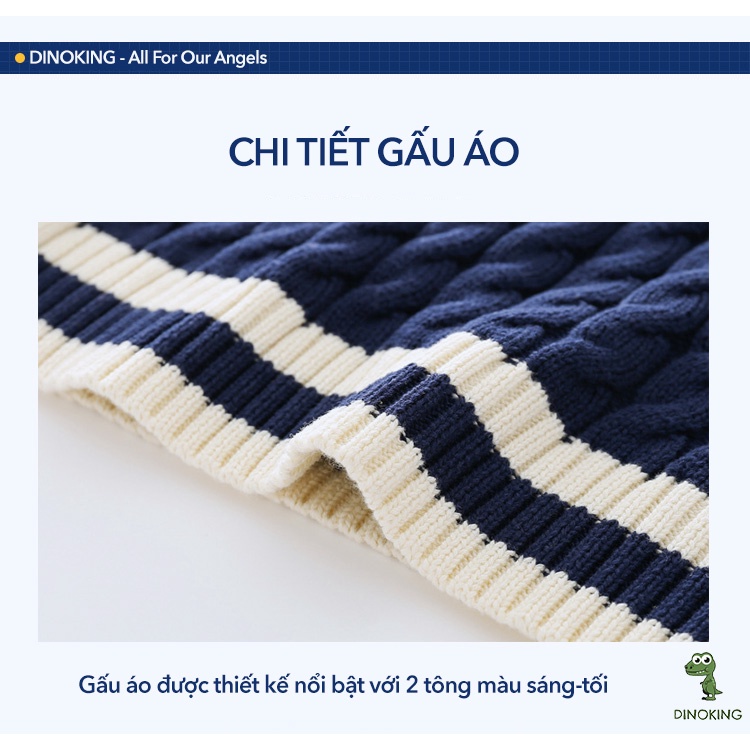 Áo len gile bé trai DINOKING Áo gi-lê len vặn thừng cho bé phong cách Hàn Quốc mùa thu đông 2022 trẻ em 2 - 7 tuổi AL05