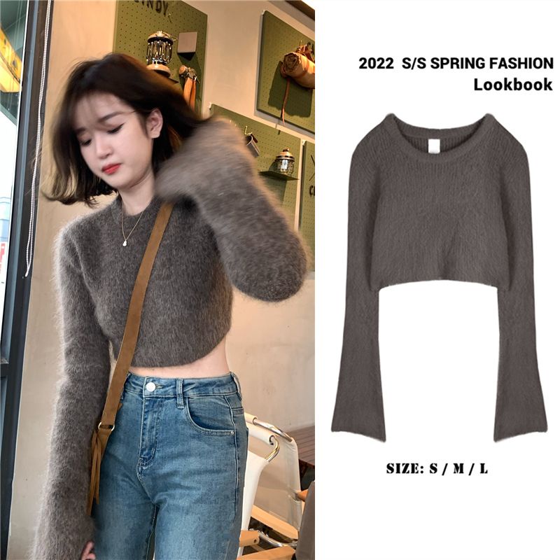 Áo len COZOK tay loe cổ tròn màu trơn thời trang